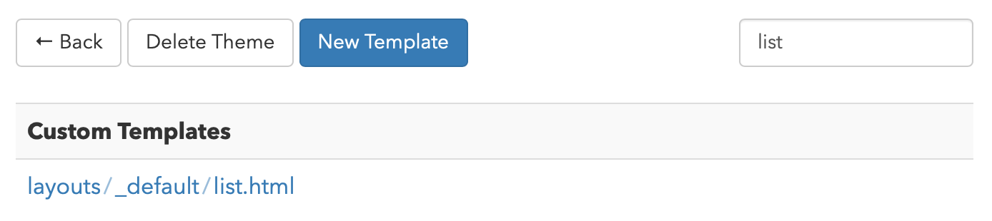 Templates list
